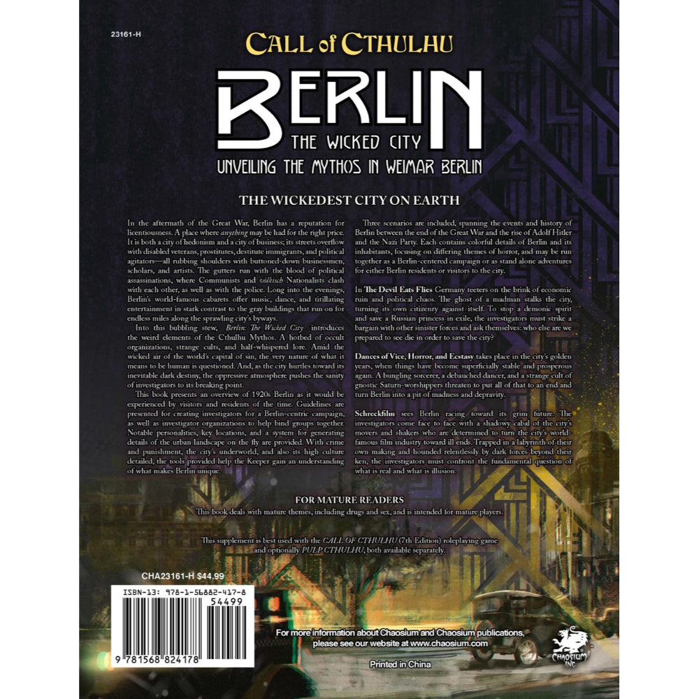 Call of Cthulhu: Berlin - The Wicked City - Hard Cover
