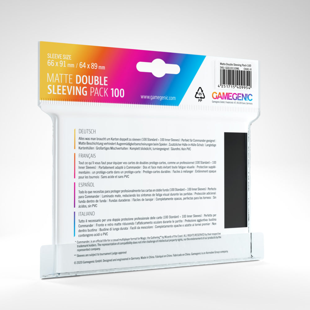 GameGenic - Matte Double Sleeving Pack: Black (100)