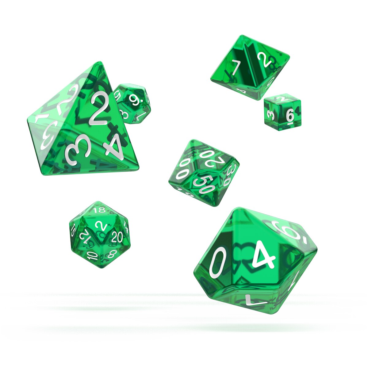 oakie doakie DICE RPG Set Translucent: Green (7)